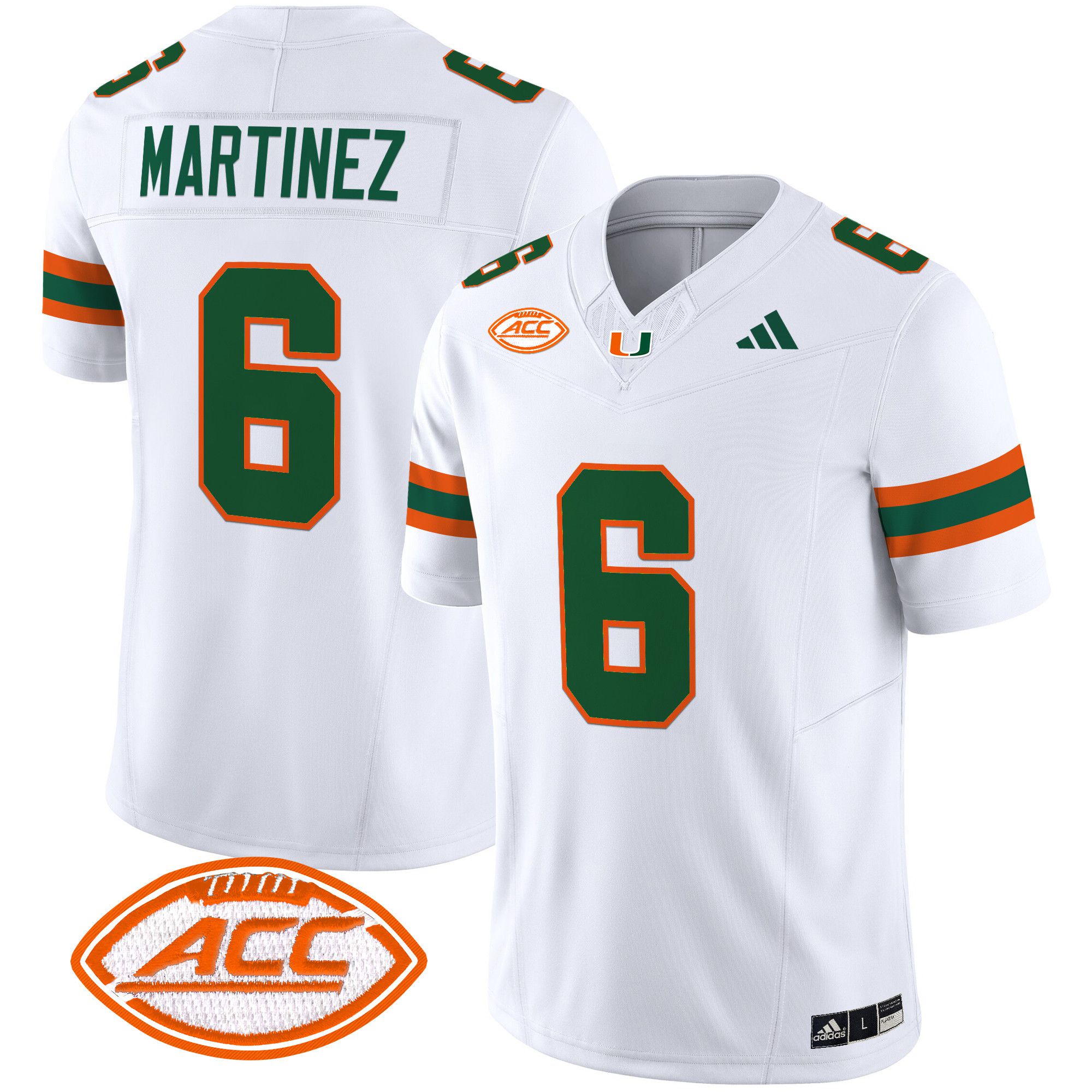 Men Miami Hurricanes #6 Martinez White 2024 Vapor Limited NCAA Jersey